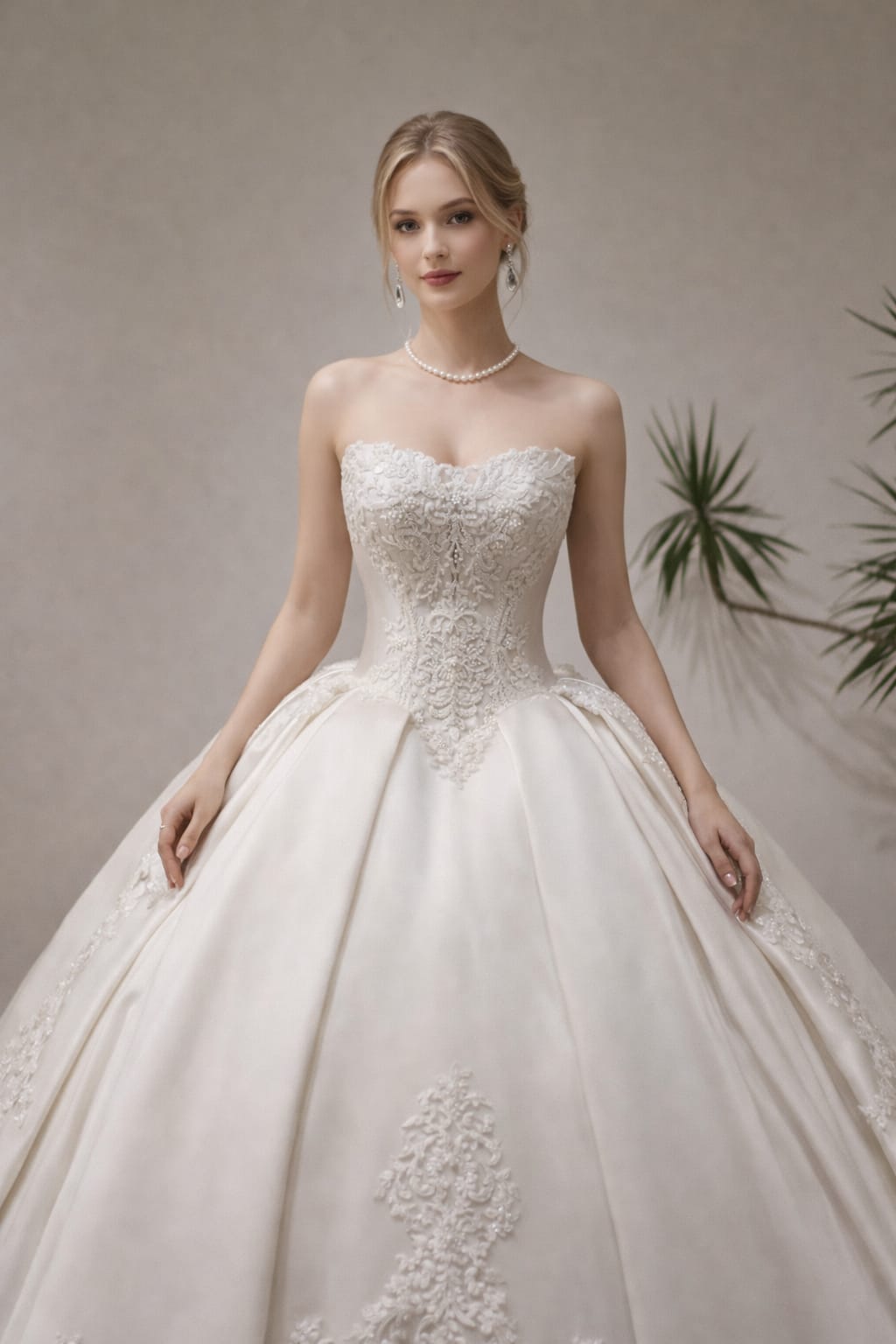 فستان زفاف ساتان أبيض بأكمام دانتيل طويلة — ريماس برايدل سيهات
